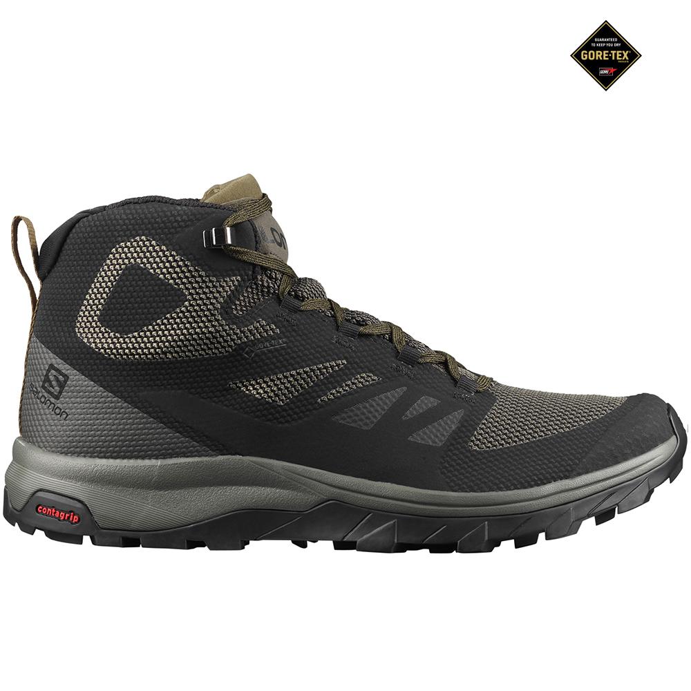 Salomon Singapore Mens Running Shoes - OUTLINE MID GORE-TEX Black | 46132-ALFR